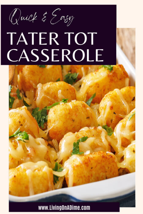 Your family will love this classic tater tot casserole recipe, a quick and easy one dish meal that requires less than 5 minutes' prep time. Starting with ground beef, and including mixed veggies, cream of mushroom soup, tater tots, and more, this is a rich and tasty dinner recipe everyone loves!