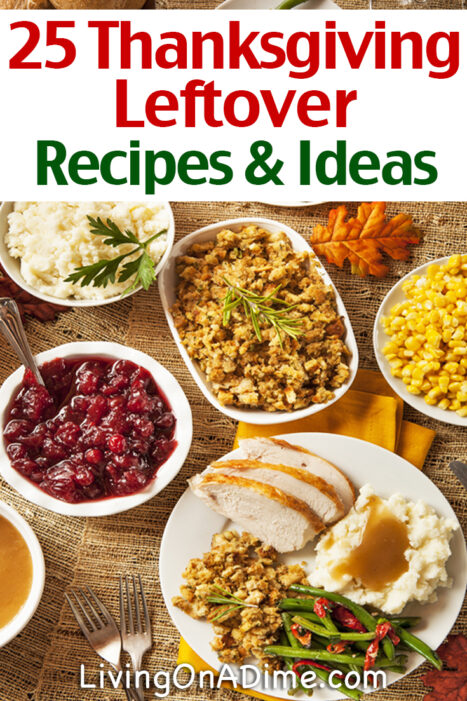 Here are 25 yummy Thanksgiving leftover recipes and ideas so you don't waste any Thanksgiving leftovers! Great uses for leftover turkey, stuffing and more!