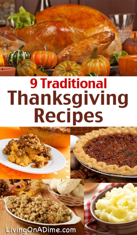 Here are a bunch of traditional Thanksgiving recipes for holiday favorites like super easy no-fail turkey, sweet potato casserole, homemade stuffing, turkey gravy and homemade pies!